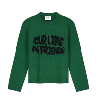 OLAF Pull Stencil Knitted Crewneck Laine Vert