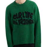 OLAF Pull Stencil Knitted Crewneck Laine Vert