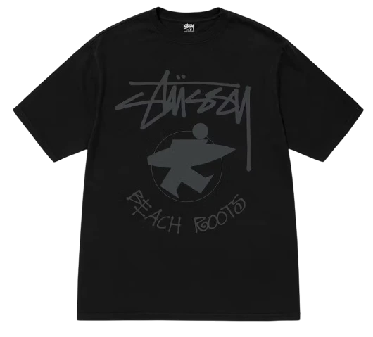 Tee Shirt Stussy Beach Roots Pig Black